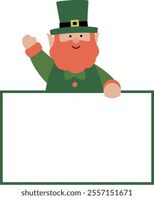 Isolated st patrick day leprechaun holding blank sign flat vector  illustration.
Saint Patrick's Day element.
Good for greeting card,poster, banner, leaflet .