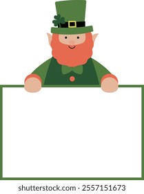 Isolated st patrick day leprechaun holding blank sign flat vector  illustration.
Saint Patrick's Day element.
Good for greeting card,poster, banner, leaflet .