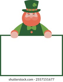 Isolated st patrick day leprechaun holding blank sign flat vector  illustration.
Saint Patrick's Day element.
Good for greeting card,poster, banner, leaflet .