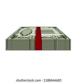 Isolated stack of bills