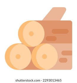Isolated stack of logs in flat icon on white background. Wood, gardening, carpentry