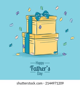 Isolated stack of presents with ribbon Happy fathers day Vector