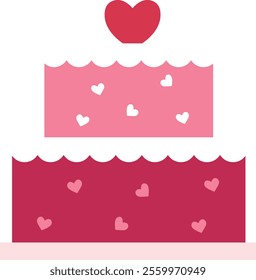 Isolated stacked cakes decorated with hearts flat vector.
For celebrating Valentine's Day, wedding,Mother's Day, anniversaries and birthdays.
Transparent background.