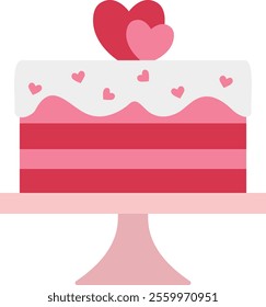 Isolated stacked cakes decorated with hearts flat vector.
For celebrating Valentine's Day, wedding,Mother's Day, anniversaries and birthdays.
Transparent background.
