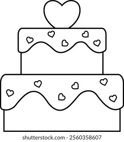 Isolated stacked cakes decorated with hearts outline.
For celebrating Valentine's Day, wedding,Mother's Day, anniversaries and birthdays.
Transparent background.