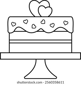 Isolated stacked cakes decorated with hearts outline.
For celebrating Valentine's Day, wedding,Mother's Day, anniversaries and birthdays.
Transparent background.