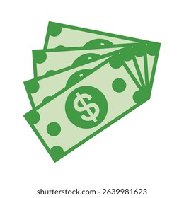 Isolated stacked dollar money or banknotes illustration vector design. Green color.