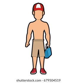 isolated standing man cartoon
