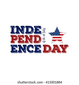 Isolated star with the american flag and text on a white background