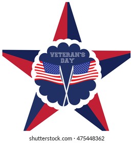 Isolated star with an american theme label for veteran's day celebrations, Vector illustration