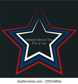 Isolated star with colored borders and text for independence day. Vector illustration