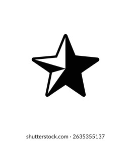 Isolated star icon with black edges on a transparent background. Clean, simple geometric design featuring a five-pointed shape with sharp vector graphic.