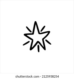 Isolated star with rays in doodle style