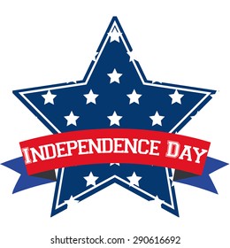 Isolated star with a ribbon with text for independence day. Vector illustration