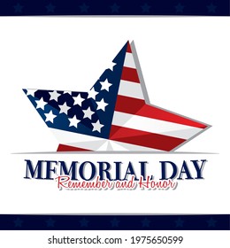 Isolated star shape with the flag of USA for memorial day Vector