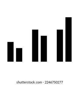 Isolated statistics graph in glyph icon on white background. Growth, analytics, seo and web