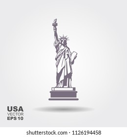 Isolated statue of liberty on white background. Flat style. Vector illustration