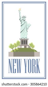 Isolated statue of liberty on white background. Flat style. Vector illustration