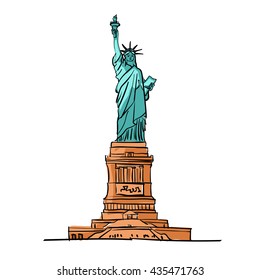 Isolated statue of liberty on white background. Flat style. Vector illustration