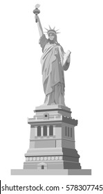 Isolated statue of liberty on white background. Flat style. Vector illustration