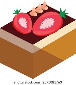 Isolated stawberry cake. Sweet dessert