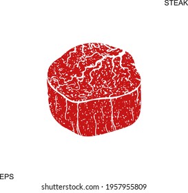 Isolated steak on white background