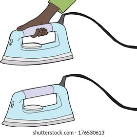 Isolated steam iron over isolated white background