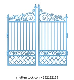 isolated steel decorated baroque gate vector illustration