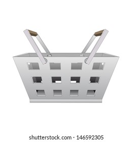 isolated steel hand basket vector drawing illustration