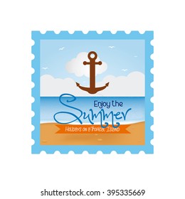 Isolated sticker with an anchor icon and text on a white background