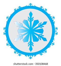 Isolated sticker with a blue snowflake on a white background