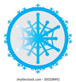 Isolated sticker with a blue snowflake on a white background