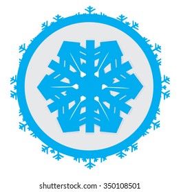 Isolated sticker with a blue snowflake on a white background