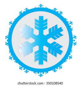 Isolated sticker with a blue snowflake on a white background