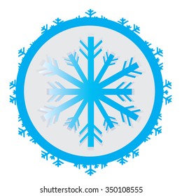 Isolated sticker with a blue snowflake on a white background