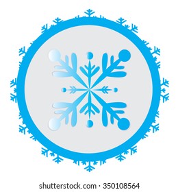 Isolated sticker with a blue snowflake on a white background