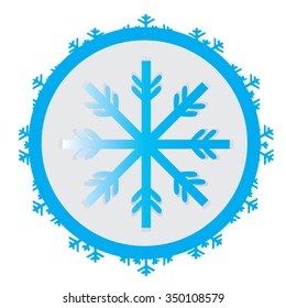 Isolated sticker with a blue snowflake on a white background