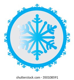 Isolated sticker with a blue snowflake on a white background
