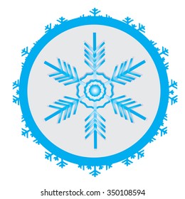 Isolated sticker with a blue snowflake on a white background