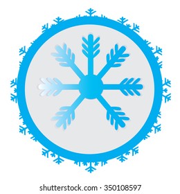 Isolated sticker with a blue snowflake on a white background