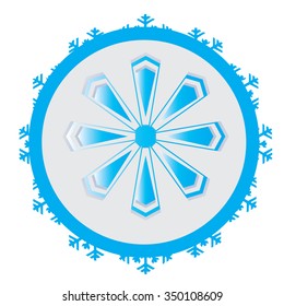 Isolated sticker with a blue snowflake on a white background
