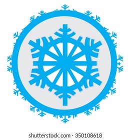 Isolated sticker with a blue snowflake on a white background