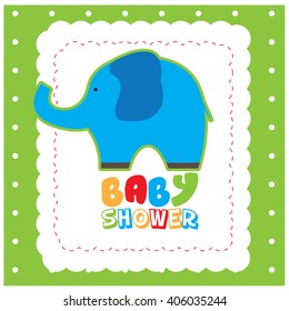Isolated sticker with an elephant icon and text on a colored background