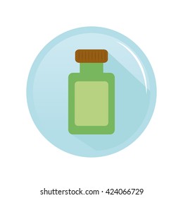 Isolated sticker with a flask of lotion on a white background
