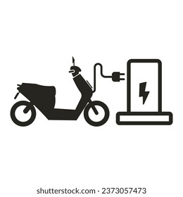 Isolated sticker label design of rectangle charging station for e car and bike motor cycle parking with illustration motor cable and electric plug