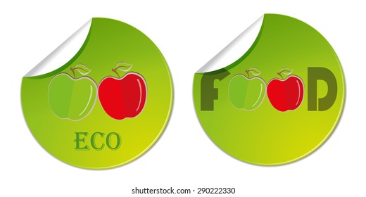 Isolated sticker label with hand drawn apples. Vector health food business logo illustration 