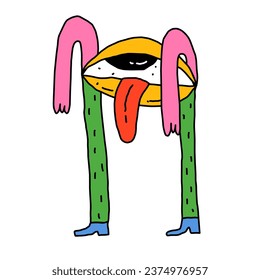 isolated sticker - mystical eye for halloween A frightening occult look.Eyeball template for tattoo in rock and roll and punk style.Psychedelic horror sticker.1970s funky and groovy element. Zombie 