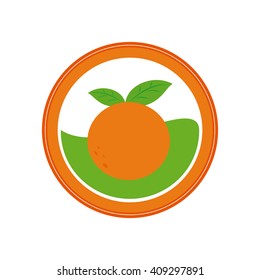 Isolated sticker with an orange on a white background