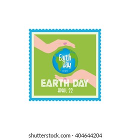 Isolated sticker with a pair of hands and our planet