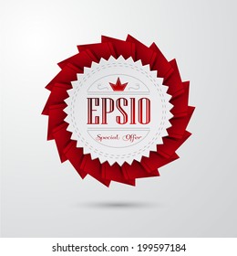 Isolated sticker with red ribbons